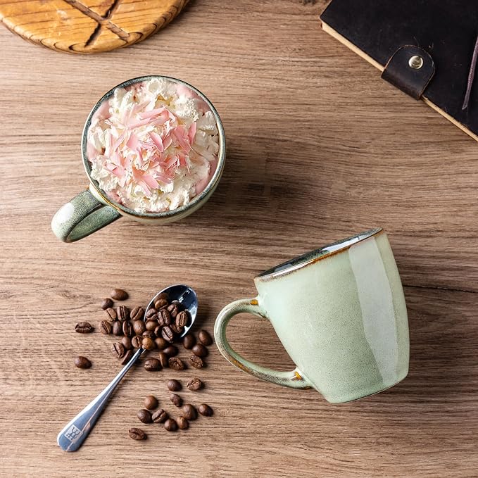 GBHOME Ceramic Coffee Mugs Set of 6, 12oz Stoneware Coffee Mugs Set For Dad Mom Women MEN, Light Weight Coffee Cups for Latte/Tea/Beer/Hot Cocoa, Dishwasher & Microwave Safe, Pastel Green - Image 3