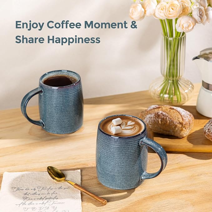 GBHOME Large Coffee Mugs Set of 4, 18oz Handmade Ceramic Coffee Mugs Set with Gradient color for Latte/Tea/Beer/Hot Cocoa, Dishwasher & Microwave Safe, Space blue - Image 5