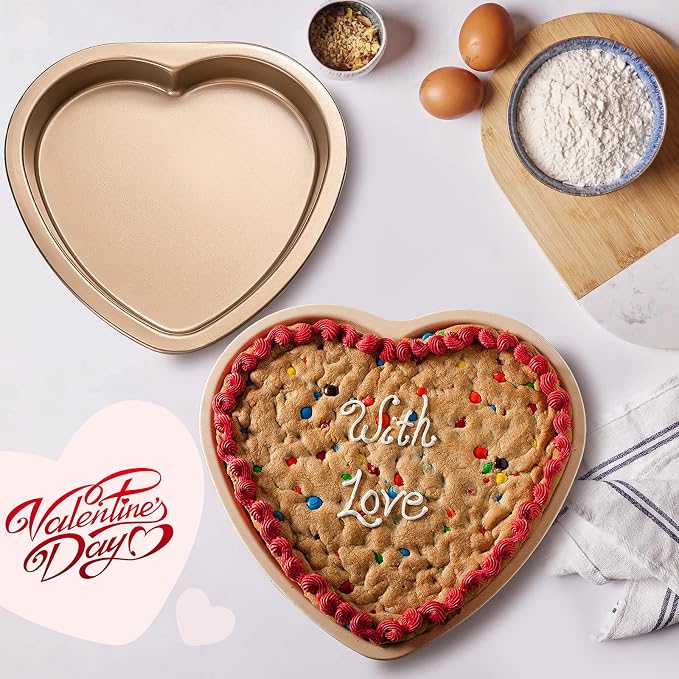 Yomvzake Heart Shaped Cake Pan, 8 Inch Heart Shollow Baking Sheet Cake Tray for Valentine's Day Cake Cookie Baking - Image 6