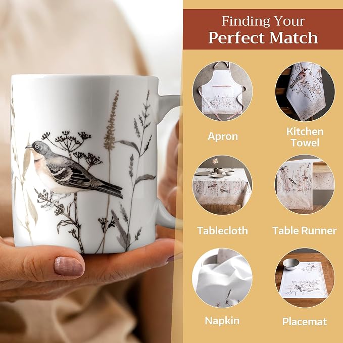 Maison d' Hermine Coffee Mug with Handles Tea Cups (15 Ounce, Pack of 1) | Fine Bone China Coffee Mugs for Hot Beverages Cappuccino Latte Home Spring Summer -Meadow Florals - Brown - Perfect Pasture - Image 6