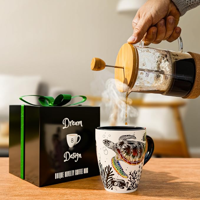 Color Changing Sea Turtle Coffee Mug 12oz – Heat Sensitive Ceramic Cup with Ocean Reef & Coral Design, Coastal Beach Theme Mug, Unique Christmas Holiday Birthday Gift for Turtle Lovers, Men & Women - Image 5