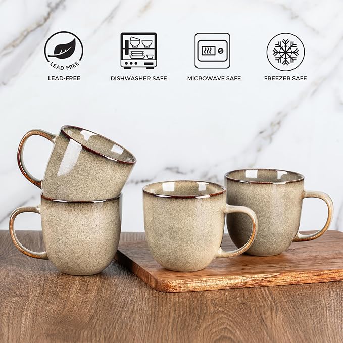 AmorArc 12oz Coffee Mugs, Ceramic Coffee Mugs set of 6 for Man, Woman, Dad, Mom, Modern Coffee Mugs with handle for Latte/Cappuccino/Milk/Cocoa. Dishwasher&Microwave Safe - Image 4