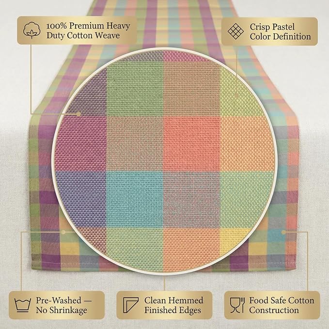 Urban Villa Table Runner Cotton Heavier Quality 14x72 Easter Check - Image 5