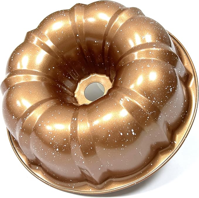 Kundalini Classic Bakeware 9.5 Inch Non-stick Fluted Cake Pan,Heavy Duty Carbon Steel Tube Baking Mold Gold - Image 4