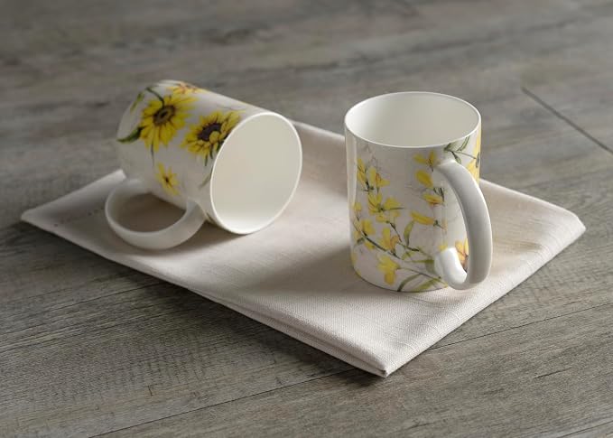 Maison d' Hermine Coffee Mug with Handles Tea Cups (12 Ounce, Pack of 2) | Fine Bone China Coffee Mugs for Hot Beverages Cappuccino Latte Home Restaurant Hotel Spring Summer -Candice - Image 7