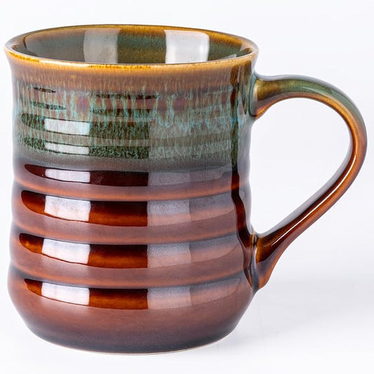 GBhome 18oz Large Coffee Mug, Handmade Ceramic Coffee Mug for Latte/Tea/Beer/Hot Cocoa, Dishwasher & Microwave Safe, Multi-Green by GBhome