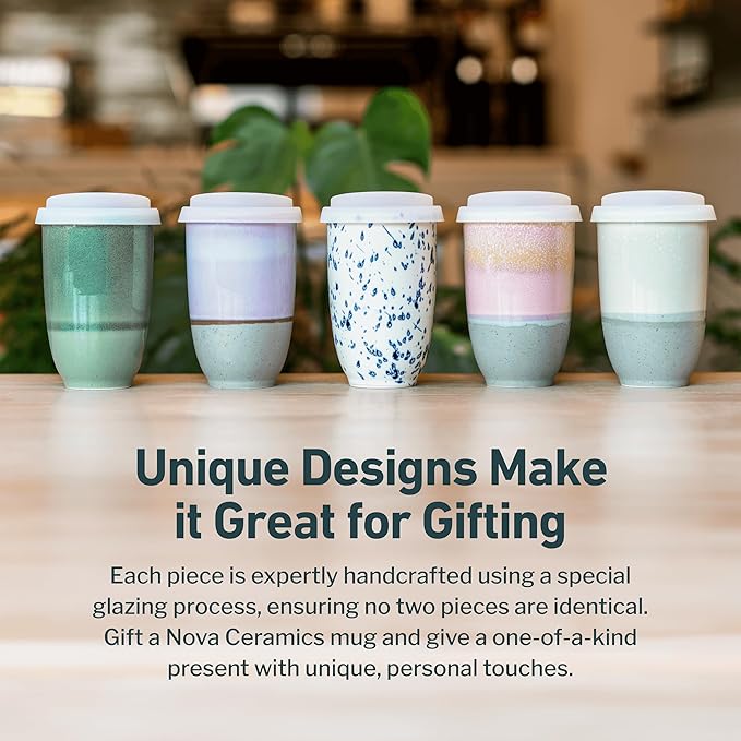 NOVA CERAMICS Travel Mug - Travel Coffee Mug – Iced Coffee Cup Unique to Go Mug – Microwave & Dishwasher Safe Coffee Pink Tumbler - Gifts for Women Men Him Her – 12oz – Afterglow - Image 5