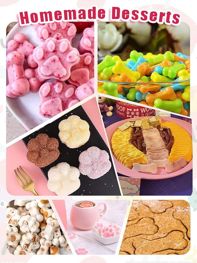 Homemade Silicone Dog Treat Molds - Dog Treat Cookie Cutters - Dog Treat CRecipes, Food Grade Silicone Molds for Candy and Dog Ice Cubs - Set of 15, Purple