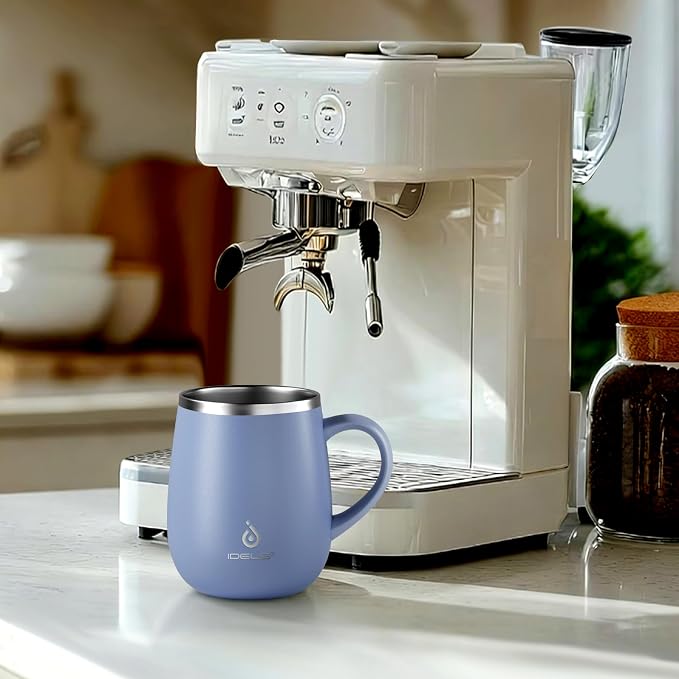 Ideus 16 oz Insulated Coffee Mug with Handle and Lid, Double Wall Stainless Steel Vacuum Thermal Coffee Mug, Travel Coffee Cup Thermal Cup for Home and Office, Ocean Blue 2.0 - Image 7