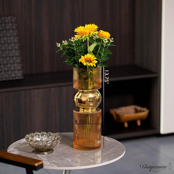 14-Inch Decorative Orange Tall Glass Vase - Modern Minimalist Decor for Parties, and Special Events - Perfect Centerpiece for Coffee Tables, Living Rooms, Dining Tables, Offices, and Farmhouse Decor - Image 3