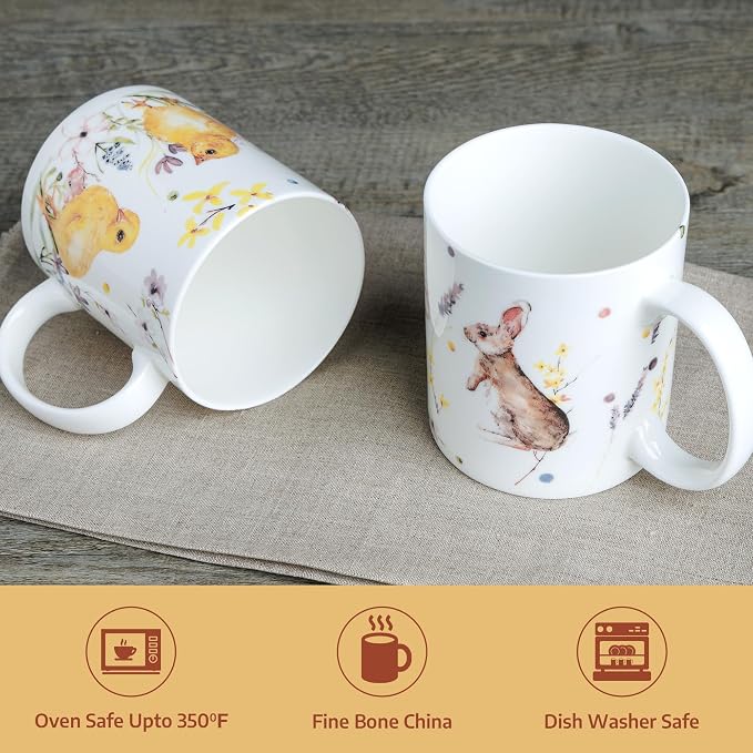 Maison d' Hermine Coffee Mug with Handles Tea Cups (15 Ounce, Pack of 2) | Fine Bone China Coffee Mugs for Hot Beverages Cappuccino Latte Home Restaurant Hotel Spring Summer -Easter Zest - Image 7