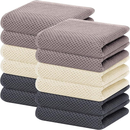 Homaxy 100% Cotton Waffle Weave Kitchen Dish Towels 12-Pack, Mixed Color | 13 x 28 Inches, Ultra Soft Absorbent Dish Towels, Quick Drying Cleaning Towels by Homaxy