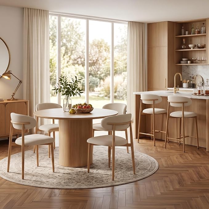 UVV Dining Chairs Set of 2, Metal Kitchen Chairs with Modern Fabric Upholstered for Dining Room, Beige - Image 4