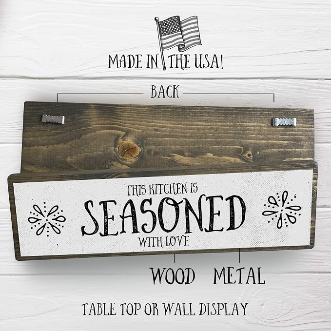 Kitchen Wood Signs (Medium - Wood And Metal, This Kitchen is Seasoned With Love) - Image 2