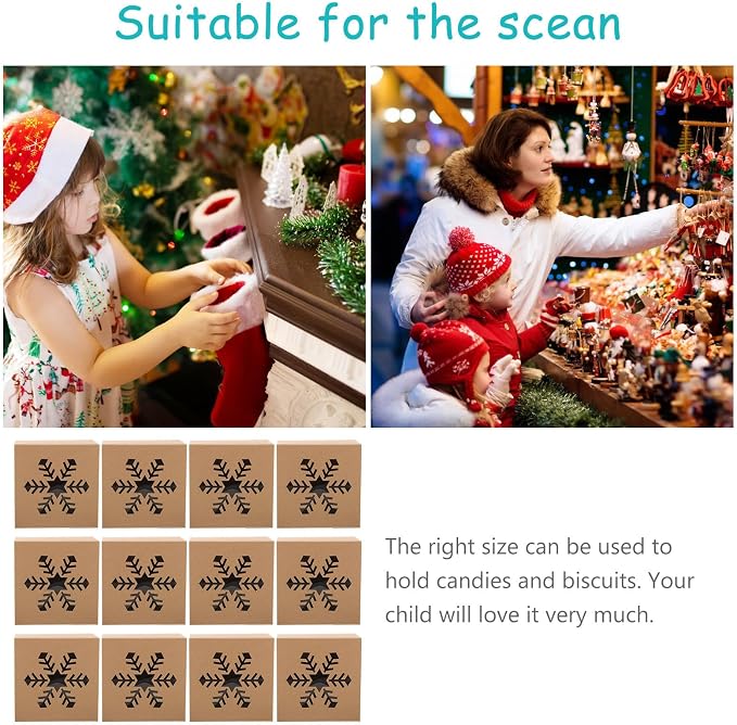 GARVALON 25pcs Kraft Paper Dessert Packing Boxes with Window, Lightweight and Sturdy Christmas Gift Boxes for Biscuits and Puddings, for Festival Decorating and Party Decorations - Image 7