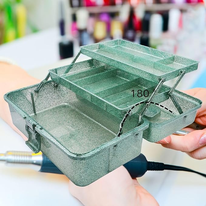 Saim Storage Bins,Three-Layer Multipurpose Art & Craft Storage Container,Carry Tackle Organizer,Medicine Cosmetic Art Supply Box for Art Supply Makeup Hair Accessories Painting Tools - Green