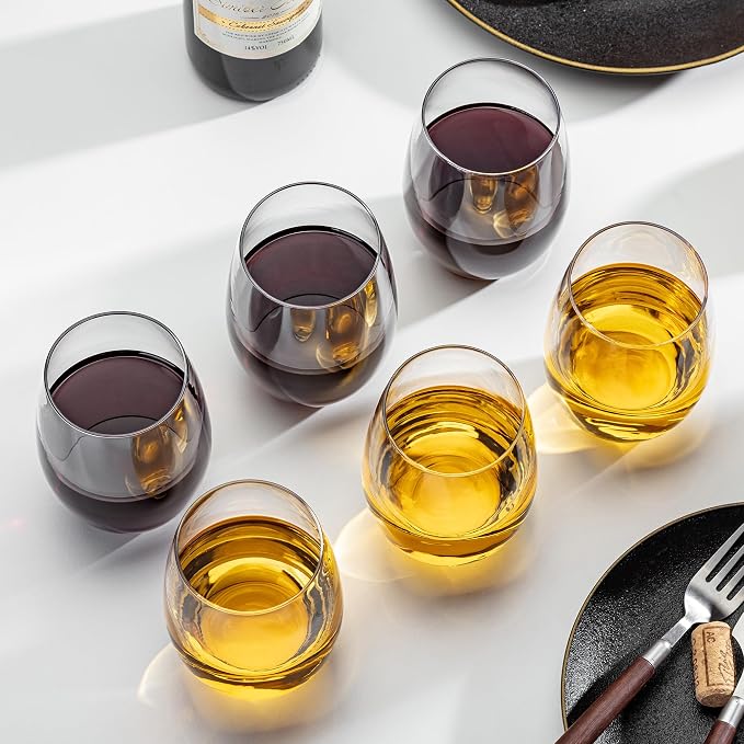 Stemless Wine Glasses Set of 12, 17oz Lead-Free Drinking Glasses for Red & White Wine, Cocktails, Juice, Sturdy Base Glassware Pack for Party, Wedding & Home Bar - Image 9