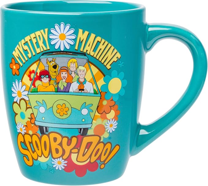Silver Buffalo Scooby Doo Group Mystery Machine Flowers, Ceramic Mug, 25oz | Jumbo Curved, 0.74 Liters by SilverBuffalo