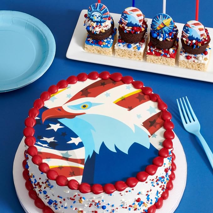 DECOPAC Firecracker Deluxe Fusion Mix, 26oz, Fancy Patriotic Candy Sprinkles in Handheld Container, Edible Sprinkles For Celebration Cakes, Cupcakes, Cookies and Donuts, Red, White, and Blue - Image 3