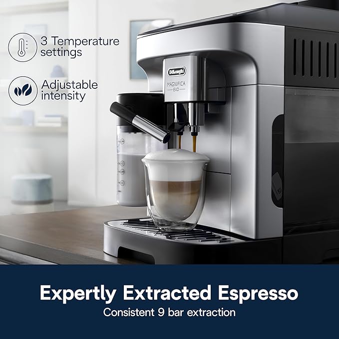 De'Longhi Magnifica Evo Automatic Espresso Machine, Milk Frother, Silver | #1 Worldwide Espresso Machine Maker, 7 One-Touch Recipes, Frother, Built-In Grinder, Craft Personalized Signature Drink - Image 5
