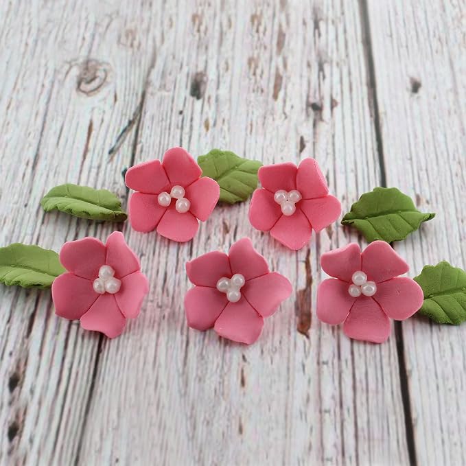 Global Sugar Art 24-Count Mini Pink Edible Flowers Cake Decorations | Small pink sugar flowers for cake decorating, mini edible flowers cake decorations, edible flower decorations, sugar leaves - Image 8