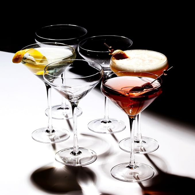 LEMONSODA Hand Blown Nick & Nora Cocktail Martini Glasses, Set of 4 | Crystal Glassware for Manhattan, Cosmopolitan, Espresso & Dirty Martini, Lemon Drop, 1930s Cocktail Culture, 6oz, 10oz - Image 3