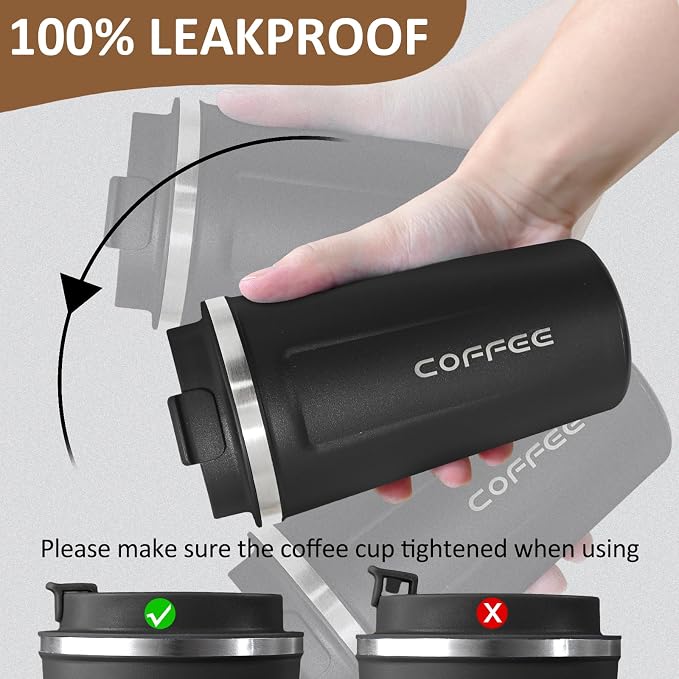 4 Pack Travel Coffee Mug 17oz Insulated Coffee Cup with Lid, Reusable Thermal Coffee Cup Stainless Steel Coffee Tumbler to Keep Hot & Cold Drinks for Car, Daily, Travel and Gifts, Multicolor - Image 4