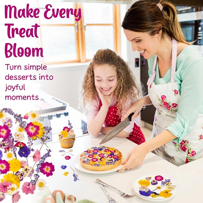 70-Piece Edible Pressed Flowers, 11-Kind Cake Topper and Cocktail Mix | Food-grade Flowers, viola, rose, lavender, sakura, calendula and daisy for cocktails, desserts, garnishes and crafts. - Image 2