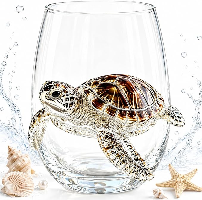 Artisanal Blue Ringed Octopus Glassware, 12oz Artisan Stemless Wine Glass (F1PC) by Unknown