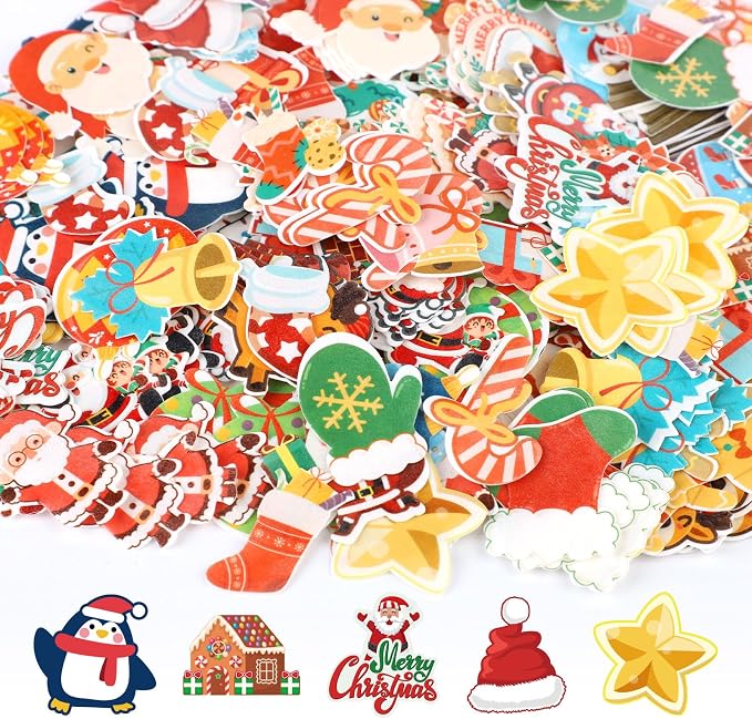 280pcs Edible Christmas Cake Decorations, 40 Designs Edible Wafer Xmas Cupcake Decorations Santa Claus Elk Gingerbread Man Snowman Bell Cake Toppers for Christmas Cake Decor Party Supplies by lasuroa