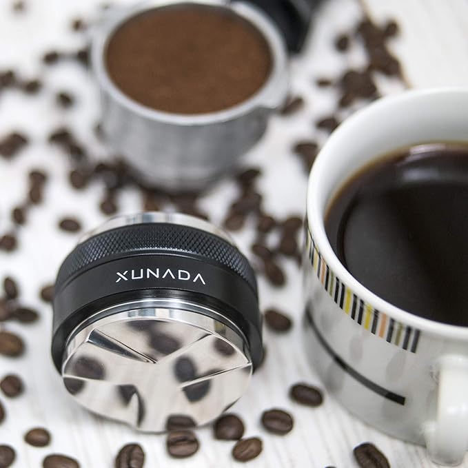 X XUNADA 53.3mm Coffee Distributor & Tamper, Works with all 54mm Portafilters, Espresso Hand Tampers, 2-in-1 Adjustable Espresso Distribution Leveler & Tamping Tool