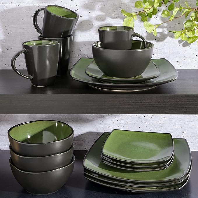 Gibson Elite Soho Lounge 16 Piece Dinnerware Set, Green - Image 3