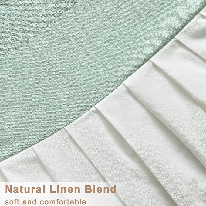 Likiyol Linen Valances for Windows Farmhouse Window Valances with Ruffle Rustic Country Light Filtering Kitchen Valance Curtains Rod Pocket Valance for Bathroom Cafe, Teal White, 52" W X 18" L - Image 7