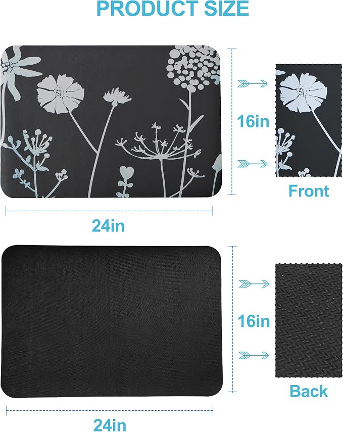 Dish Drying Mat for Kitchen Counter, 16"x24" Rubber Backed (Gray Daisy) | Hide Stain Anti Absorbent for Kitchen Counter, Non-slip Drying Mat for Coffee Machine Dish Rack - Image 7