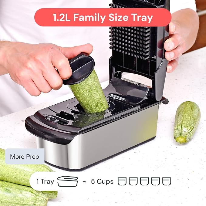 Fullstar Pro Original Vegetable Chopper & Mandoline Slicer Kitchen Gadget | 8 in 1 Veggie Slicer, Onion & Fruit Cutter with Sharp Stainless Steel Blades & Container (Stainless Steel) - Image 6