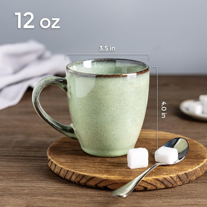 GBHOME Ceramic Coffee Mugs Set of 6, 12oz Stoneware Coffee Mugs Set For Dad Mom Women MEN, Light Weight Coffee Cups for Latte/Tea/Beer/Hot Cocoa, Dishwasher & Microwave Safe, Pastel Green - Image 2