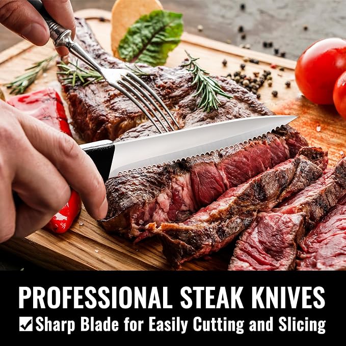 HIWARE 48-Piece Silverware Set with Steak Knives for 8, 18/8 Stainless Steel Flatware Cutlery Set For Home Kitchen Restaurant Hotel, Kitchen Utensils Set, Mirror Polished, Dishwasher Safe - Image 4