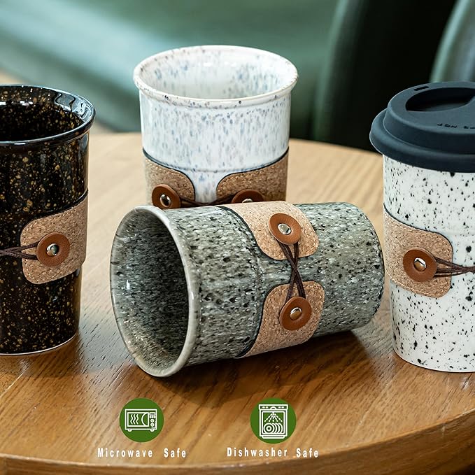 Ceramic Coffee Travel Mug Coffee Tumbler To Go Coffee Mug with Lids | Spill Proof Large Tea Cup, Latte Mugs, Reusable Camping Mugs, Microwave & Dishwasher Safe, Gifts for Coffee Lovers, 16.5 oz - Image 7