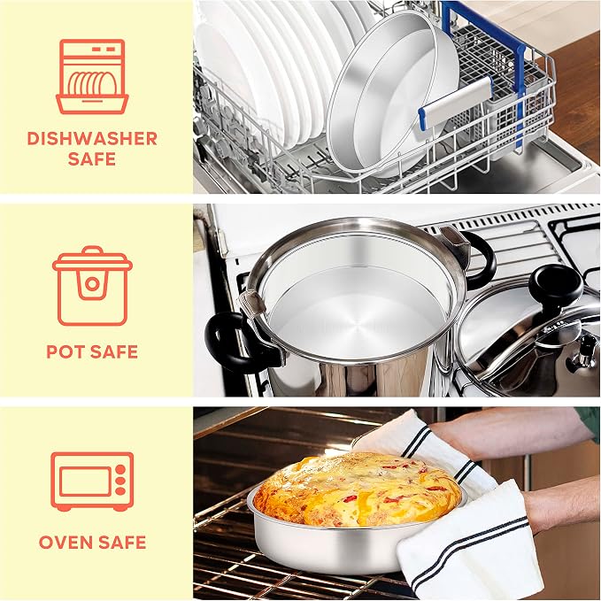 Herogo Cake Pan 6 Inch Round Set of 3, Stainless Steel Nonstick Layer Tier Birthday Wedding Cake Pans, Fit Oven Pots Pressure Cooker, Mirror Finish, Dishwasher Safe - Image 6