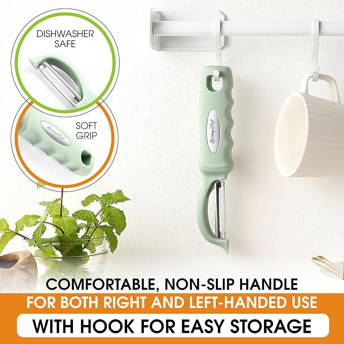 Spring Chef Swivel Vegetable Peeler with Ergonomic Handle, Pistachio | Premium Potato Peeler w/ Ultra Sharp Stainless Steel Blades, Multifunctional Veggie Peeler for Apple, Carrot, Cucumber, Fruit - Image 6