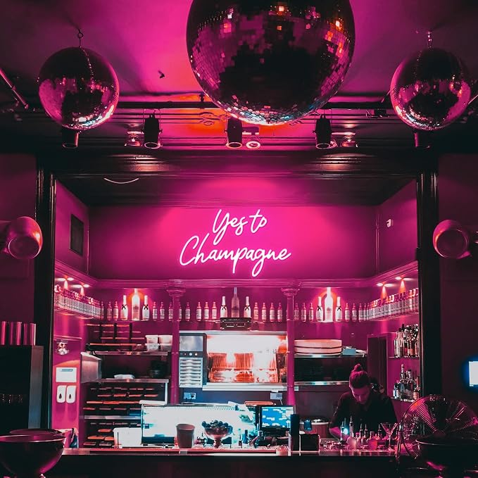 Kavaas Yes to Champagne Neon Sign 15" x 9.1", Neon Bar Signs for Home Bar Decor, Man Cave Pub Party - Best Gifts for Champagne Lover, Birthday, Christmas - Image 2