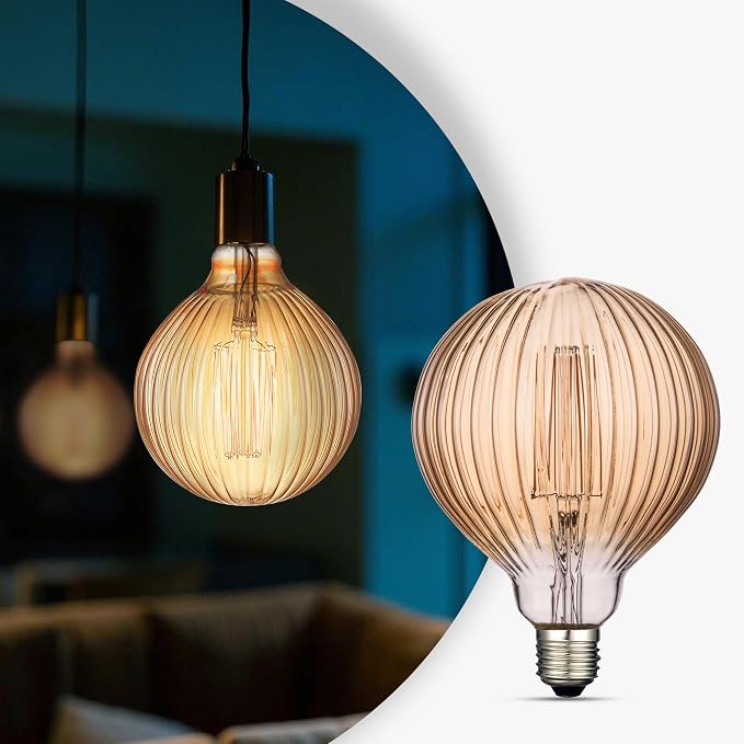 G125 LED Filament Bulb,4W Dimmable E26,2200K Amber Glass,1 Pack | Decorative Oversized Edison Bulb, Squirrel Cage Filament, Dim, For Indoor & Outdoor Cafe, Hotel, Kitchen & Dining Room Decor by Harwez
