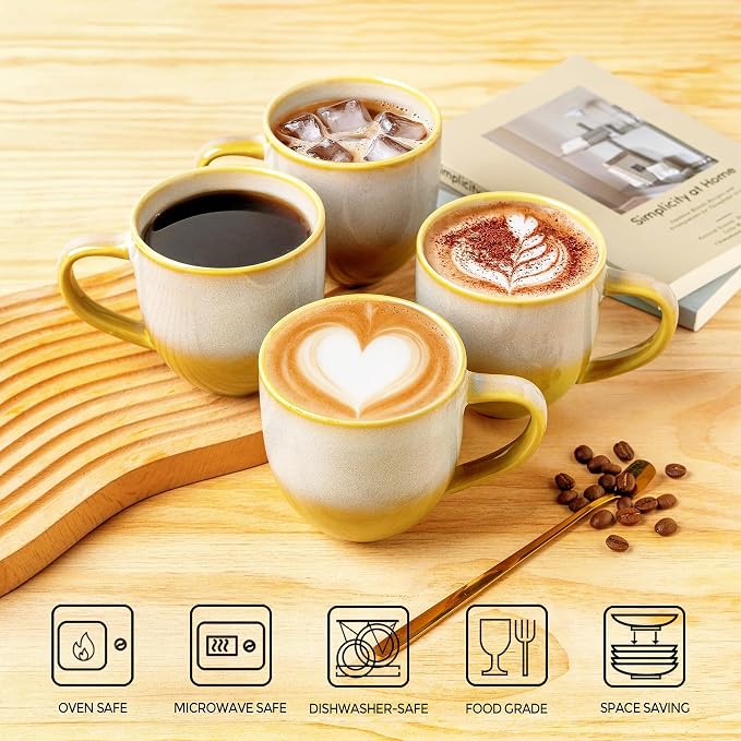 theterra Ceramic Coffee Mugs Set of 6, 12 oz Coffee Cups with Handle | Handmade, Suitable for Latte, Tea, Milk, Beer & Hot Cocoa, Autumn Haze - Image 4