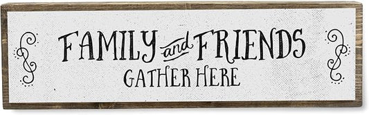 Kitchen Wood Signs (Medium - Wood And Metal, Family And Friends Gather Here) by ANVEVO