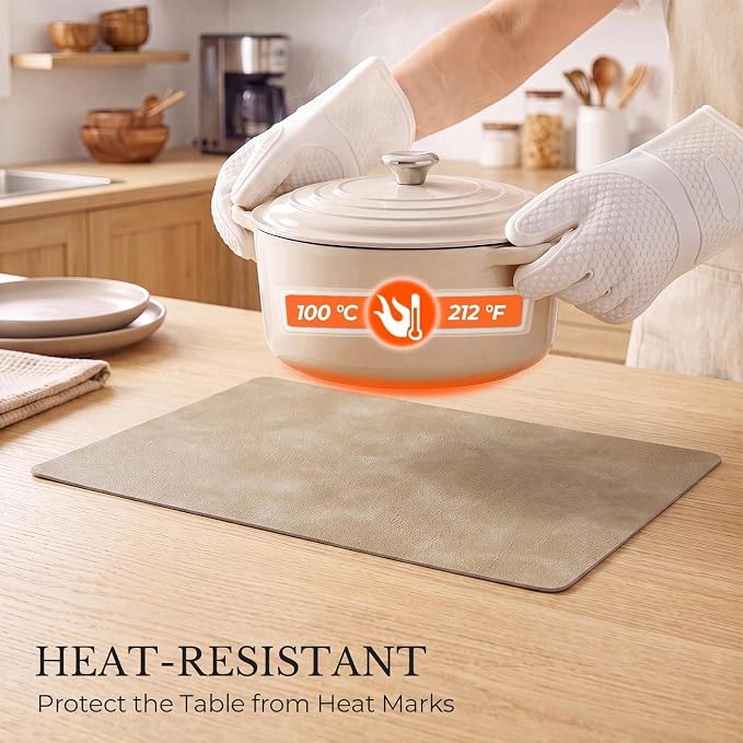 MOSAYT Vinyl Placemats Set of 4-12 X 17 Inch - Faux Leather 100% Waterproof Oil-Proof Wipeable PU Place Mats, Heat Resistant Reversible Table Mats for Kitchen, Dining, Outdoor, Apricot - Image 4
