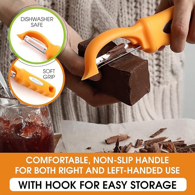 Spring Chef Swivel Potato Peeler for Kitchen w/ Soft Grip Handle, Mango | Premium Vegetable Peeler w/ Sharp Stainless Steel Blades, Multifunctional Food Peeler for Apple, Carrot, Cucumber, Fruit - Image 6