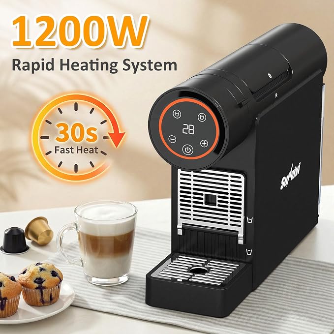 RoyalCraft Espresso Pod Machine for Home, Capsule Coffee Maker for NS Original Pods, 20 Bar Single Serve Mini Pod Maker with 22oz Removable Water Tank, Adjustable Cup Tray for Home & Office, Black - Image 4