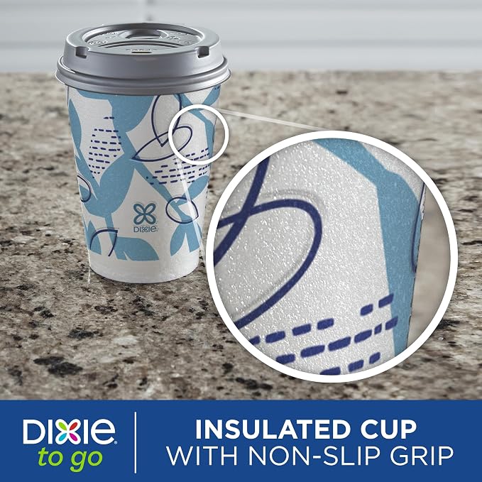 Dixie To Go Paper Coffee Cups With Lids, 12 oz, 156 Count (6 packs of 26 cups), Disposable Insulated Paper Cups for On-The-Go Hot or Cold Beverages - Image 6