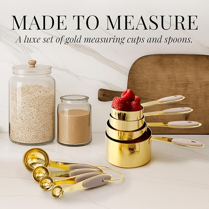 Styled Settings Beige and Gold Utensils Set, 23-Piece | Silicone Nonstick Cooking Tools with Garlic Press, Can Opener, Measuring Cups, Utensil Holder - Luxury Kitchen Accessories - Image 7