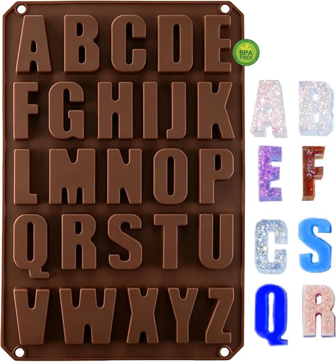 Letter Alphabet Silicone Molds BPA Free Food Grade Non-Stick Easy Release Reusable Baking Molds for Chocolate Cake Ice Tray DIY Cake Decorating Kitchen Baking Tools by keliwa